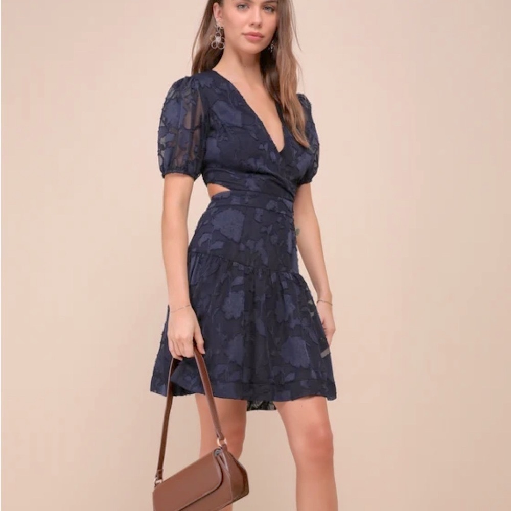 Lulu's Midnight Blue Floral Mini Dress